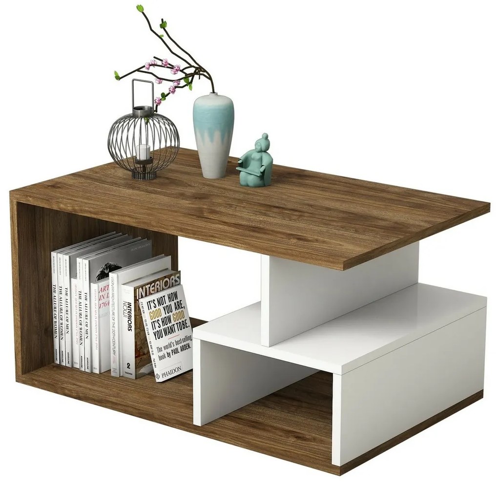 Măsuță de cafea Arte White and Dark Walnut