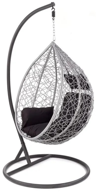 Fotoliu suspendat Eggy ratan gri/negru - H195 cm