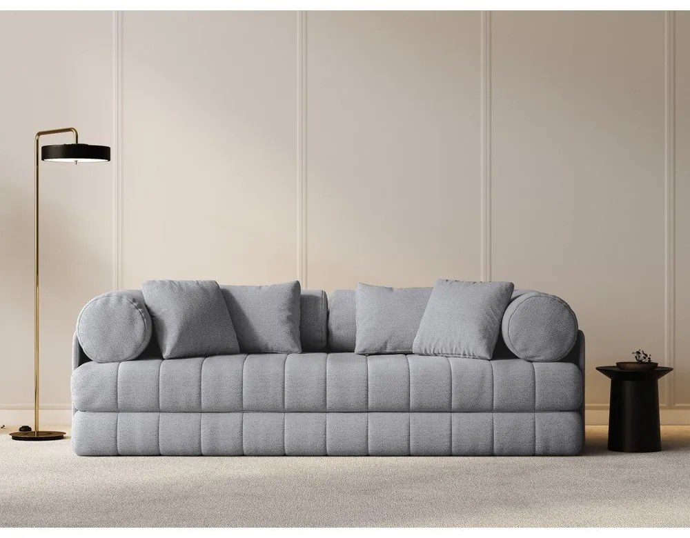 Canapea gri deschis extensibilă cu tapițerie din țesătură bouclé 206 cm Kemi – Cosmopolitan Design