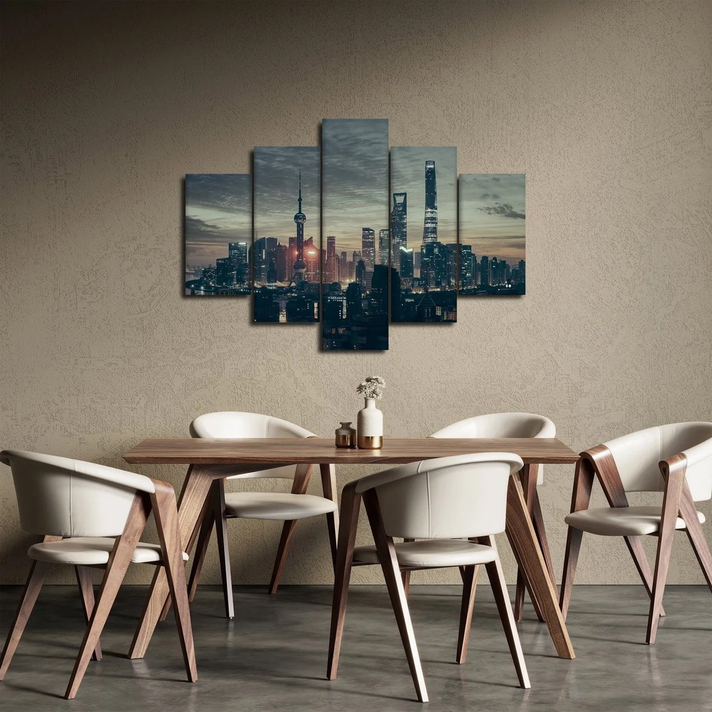 Tablou cu orașul în amurg (150x105 cm)