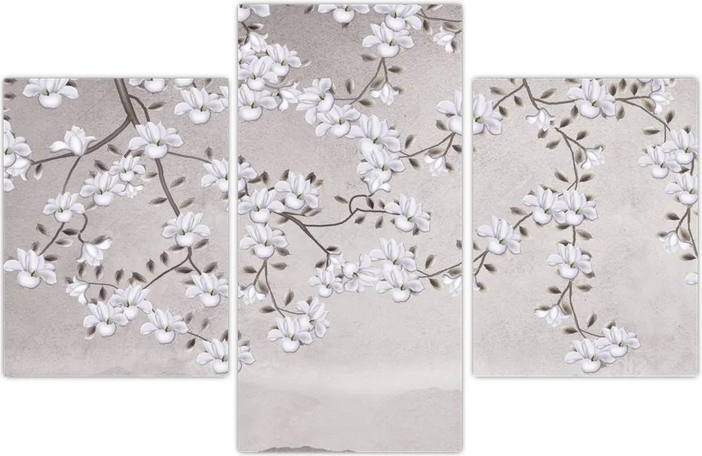 Tablou - Flori într-un peisaj gri (90x60 cm)