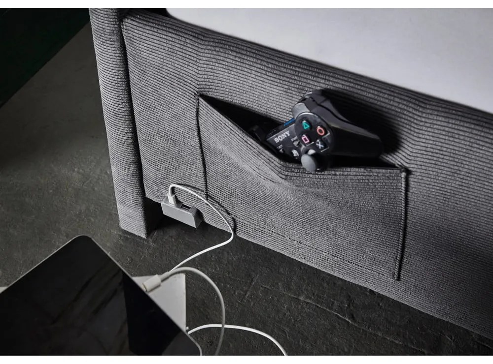 Pat pentru copii gri antracit tapițat fără somieră 120x200 cm Cool – Meise Möbel