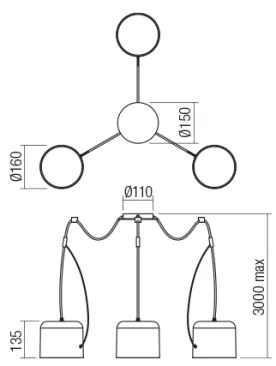 Lustră pe cablu Redo 01-1825 DODO 3xE27/15W/230V alb