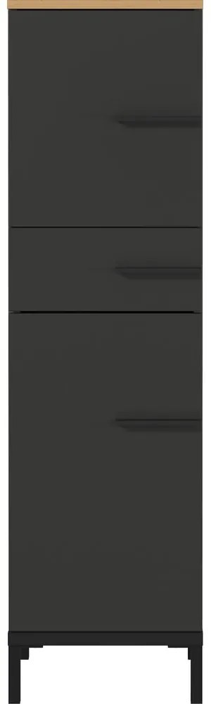 Dulap de baie gri închis în decor stejar 34x123 cm Yonkers - Germania