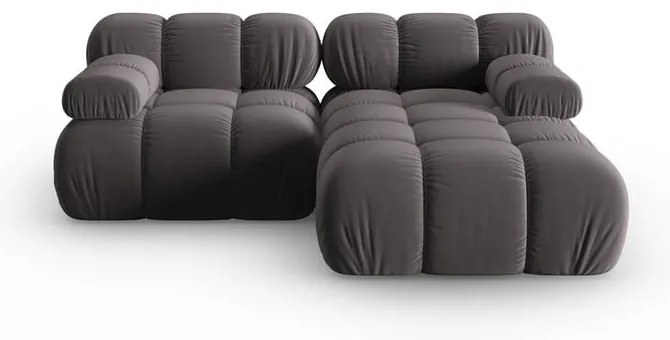 Colțar gri închis cu tapițerie din catifea (colț dreapta) Bellis – Micadoni Home