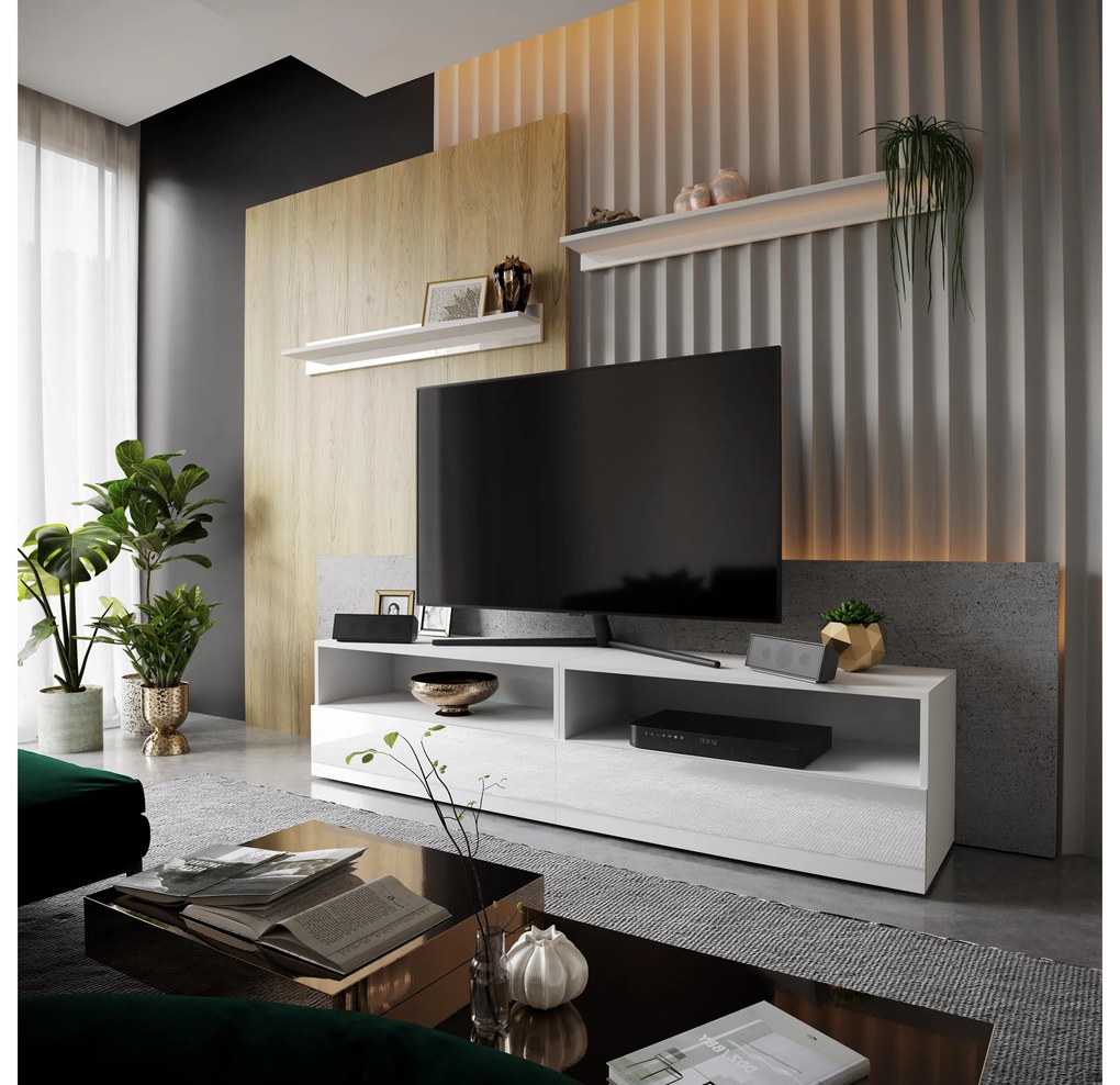 Zondo Mobilier living Berny 48 (alb + Alb lucios). 1087158