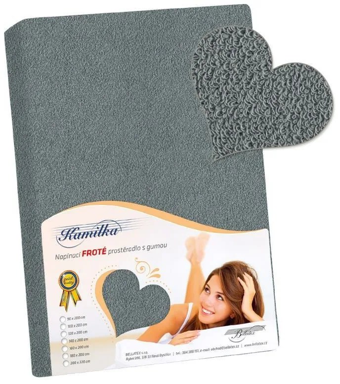 Bellatex Cearșaf din bumbac terry, gri închis, 120 x 200 cm