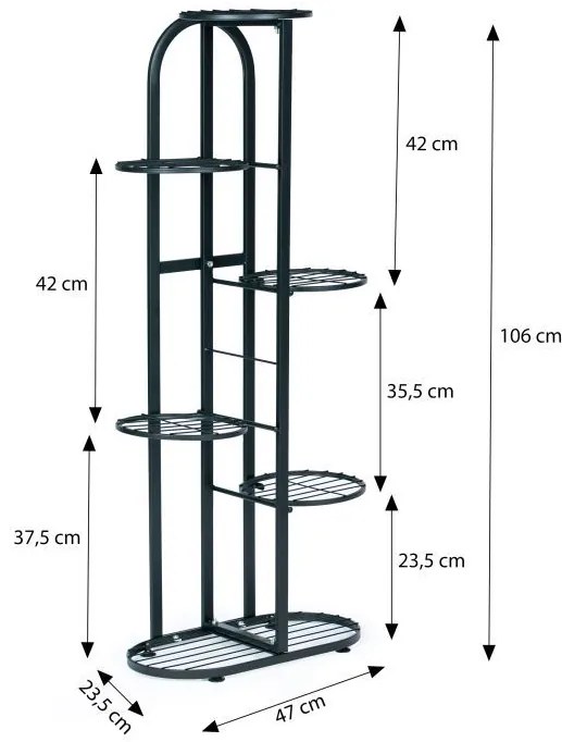 Suport înalt pentru flori cu 6 niveluri din oțel