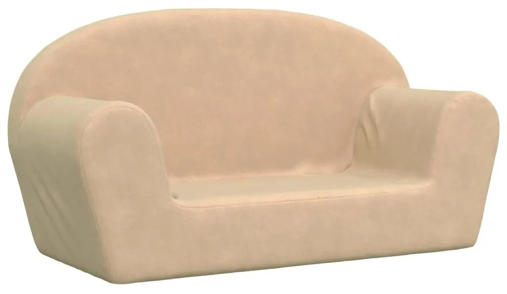 341770 vidaXL Canapea pentru copii cu 2 locuri, crem, pluș moale