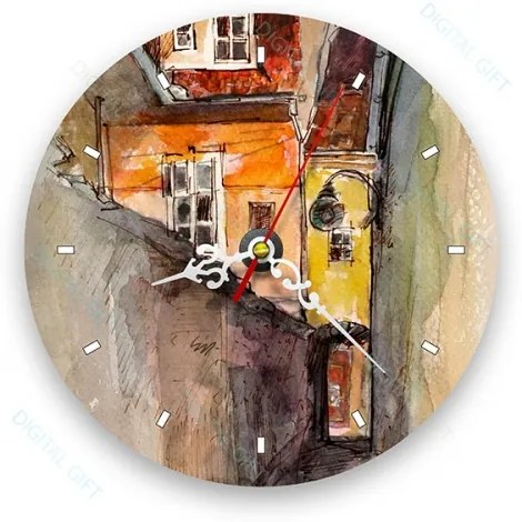 Ceas de perete - Strada Sforii, Brasov 21 cm, lemn