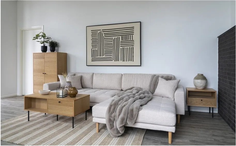 Măsuță auxiliară cu blat cu aspect de lemn de stejar 40x50 cm Kyoto – House Nordic