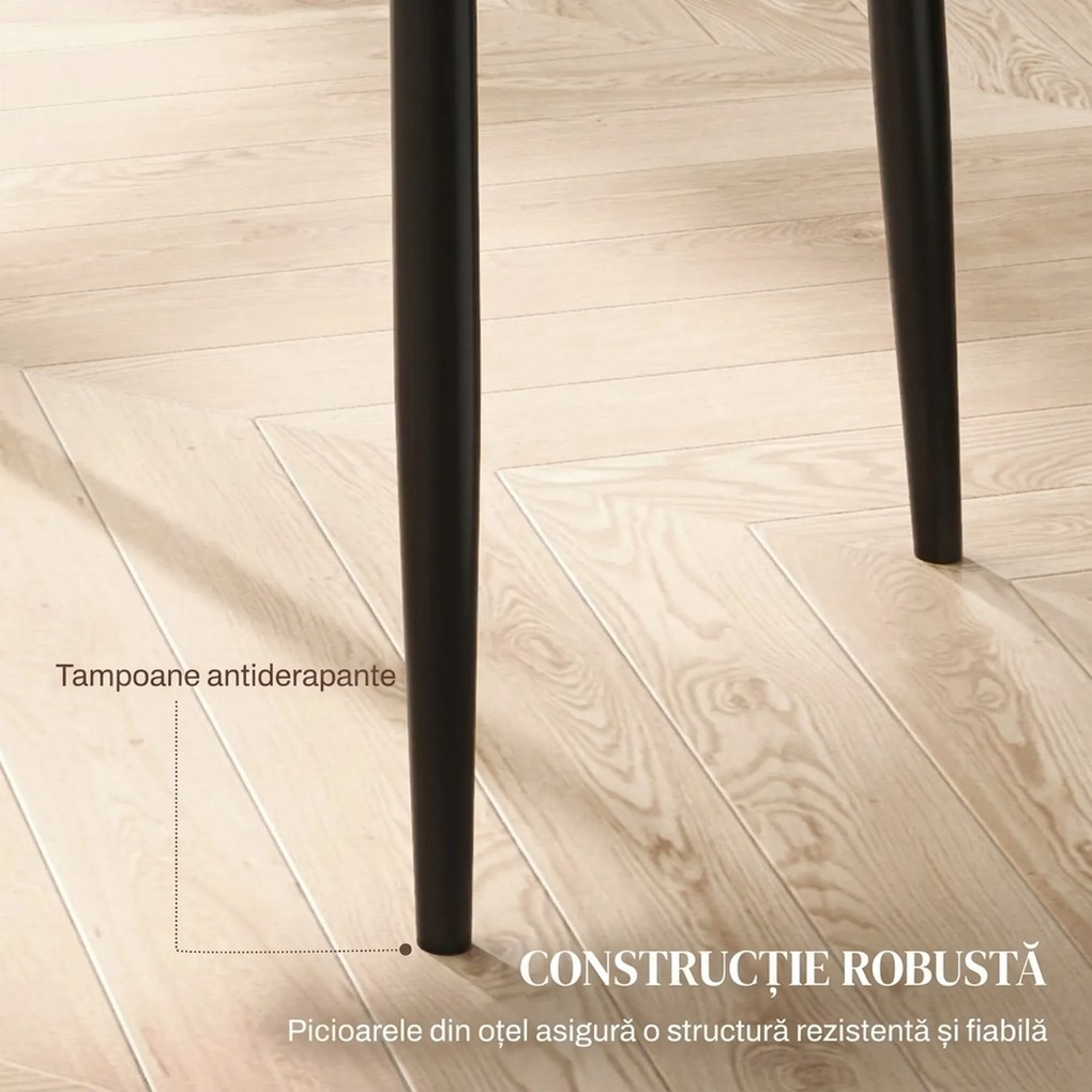 HOMCOM Set 2 Scaune de Sufragerie Tapițate cu Spătar Înalt, Tălpi Antiderapante și Picioare din Oțel, 41x50x97 cm, Negru | Aosom Romania