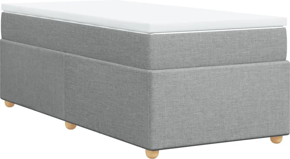vidaXL Pat box spring cu saltea, gri deschis, 90x190 cm, textil