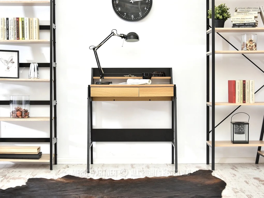 Masă PC Borge (stejar + negru). Promo -7%. 1109737