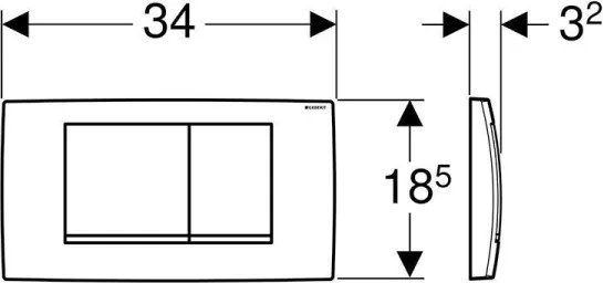 Geberit 115.899.KJ.1 - Placă de acționare Twinline30 34 x 18,5 cm, alb / crom lucios