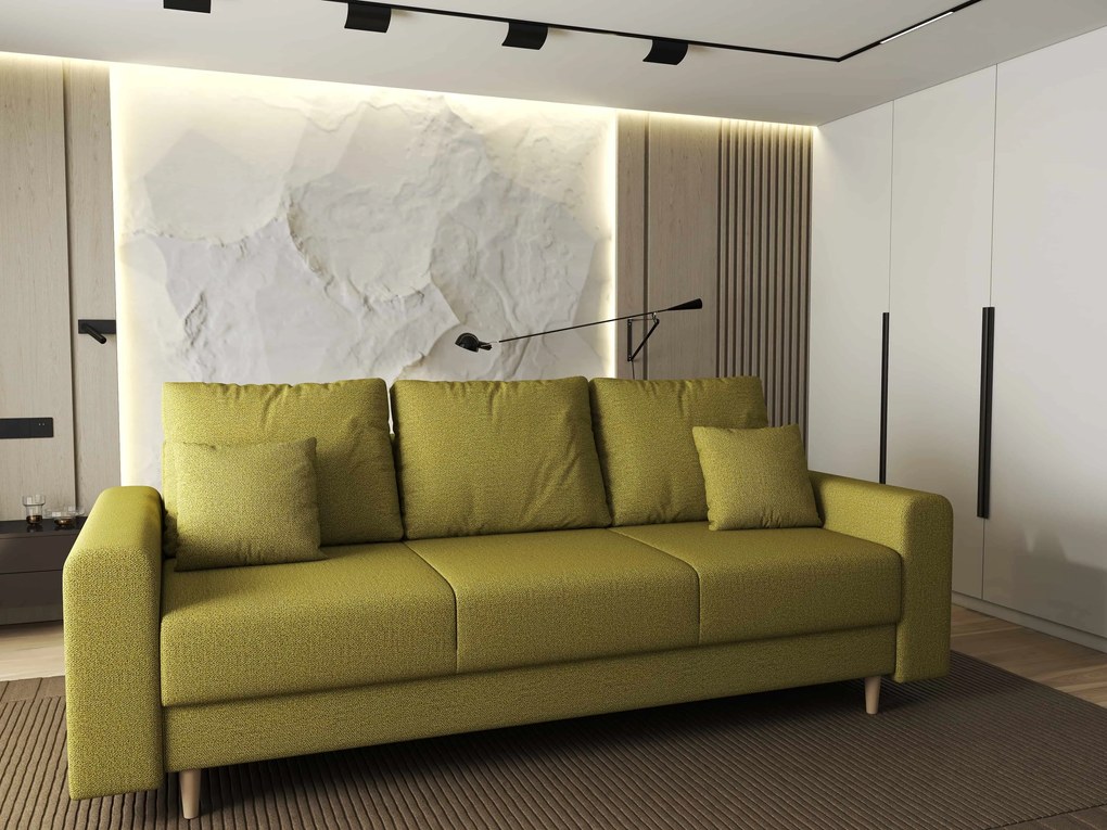 Canapea extensibilă dumonde cu ladă de depozitare si sezut confortabil din spuma high-density, Kronos Enjoy Verde 210x100 cm