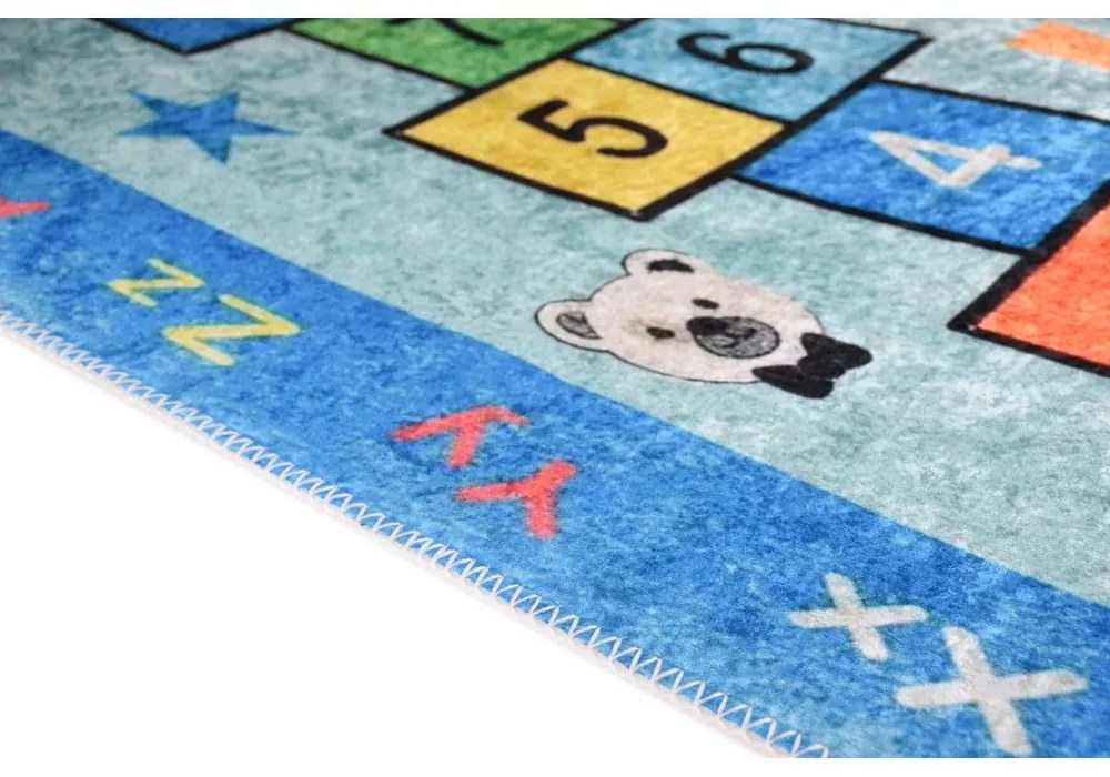 Covor de joacă pentru copii albastru lavabil 120x180 cm Hopscotch Blue – Vitaus