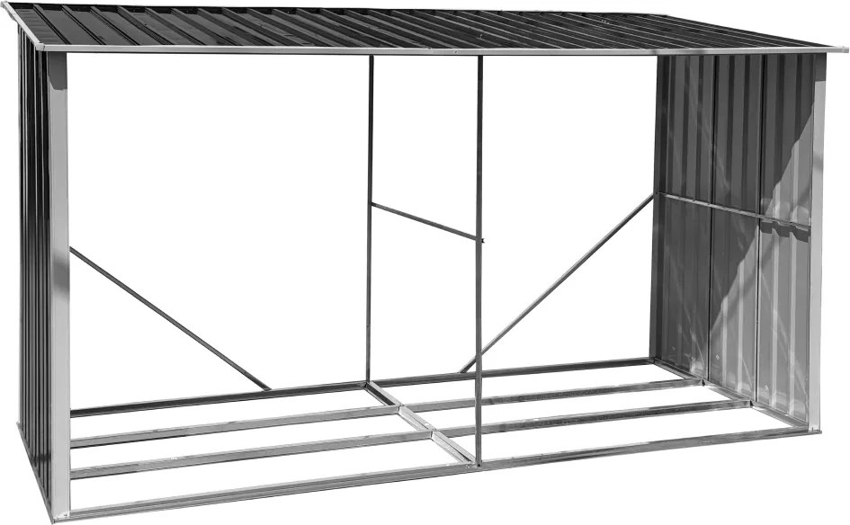 Magazie pentru lemn, antracit/alb, 377,5x121x194 cm, DARYL TIP 4