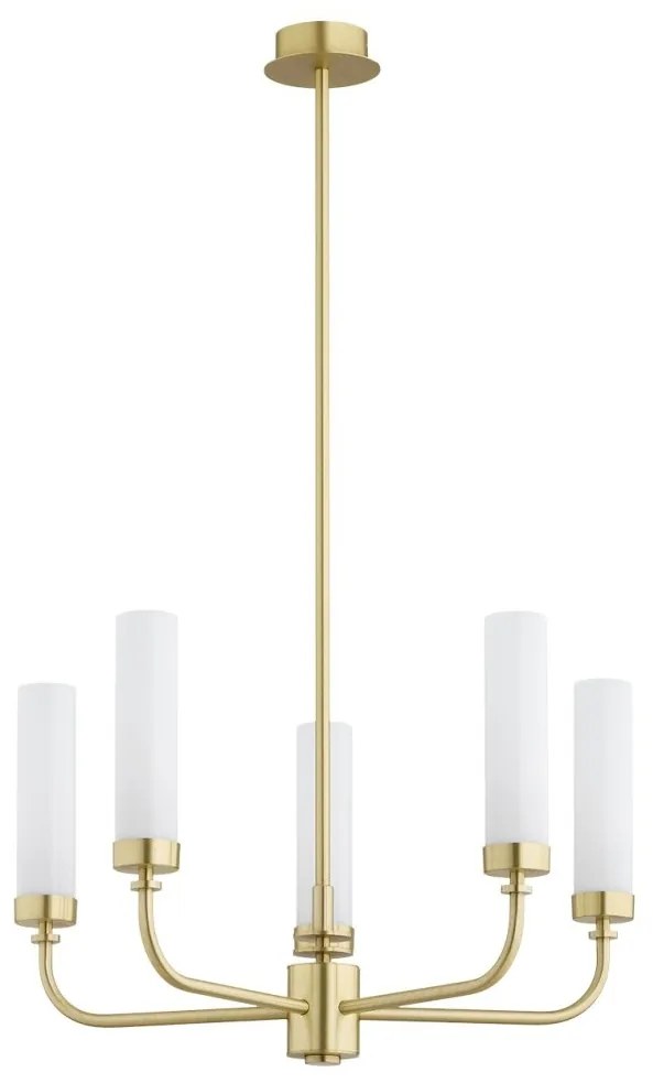 Candelabru 5 brate, alama periata, sticla alb mat PRESTON 2195