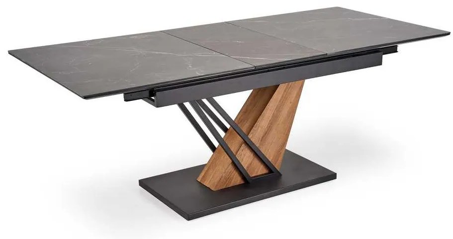 Masă de bucătărie Sterzo 160-200 x 90 cm, negru / stejar auriu