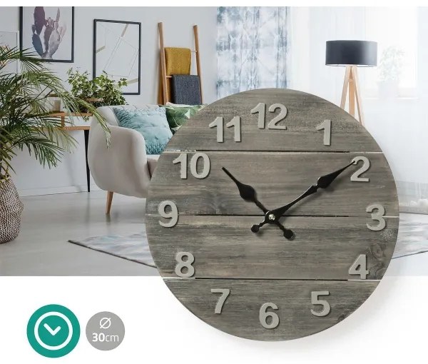 Ceas de perete Nedis CLWA002WD30 1xAA/1,5V lemn 30 cm