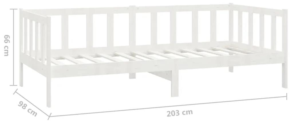 Pat de zi, alb, 90x200 cm, lemn masiv de pin Alb