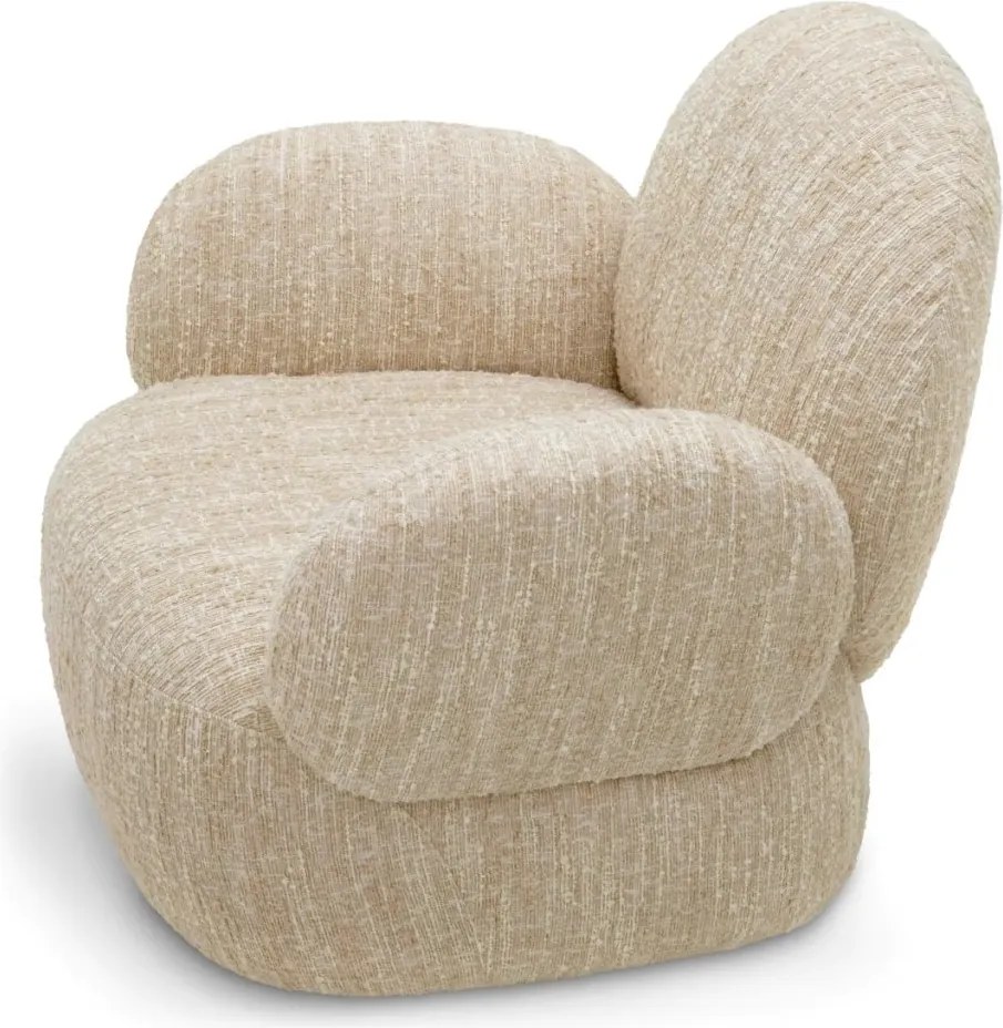 Fotoliu pivotant design LUX Madrone, Boucle sonata cream