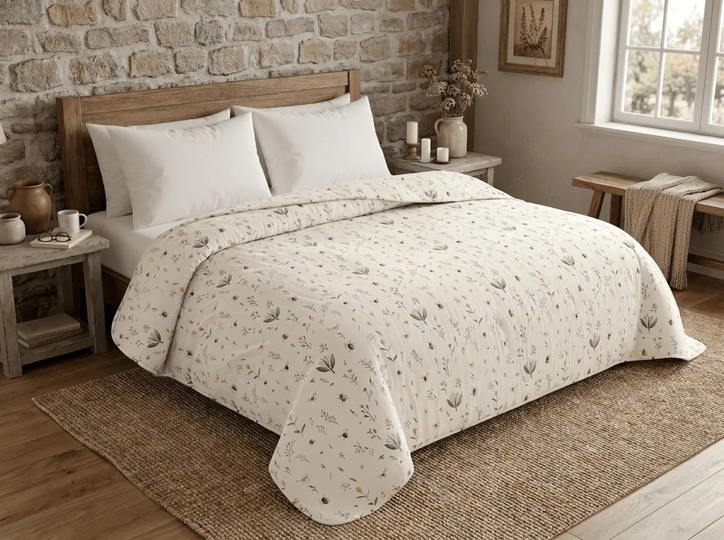 Cuvertura de pat INSECTA, crem Dimensiune: 200 x 240 cm