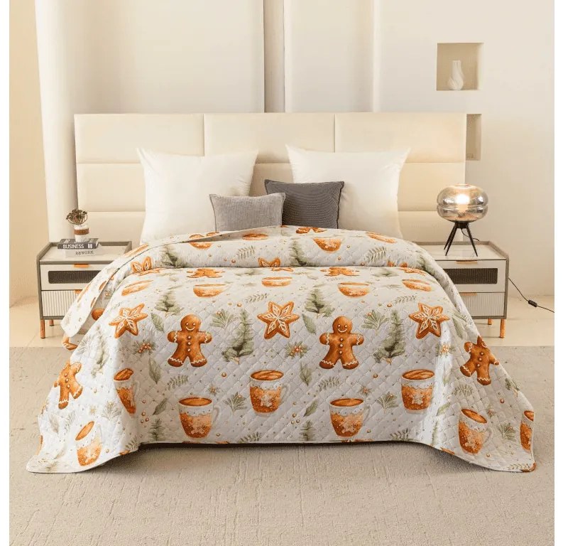 Cuvertura de pat cu model WINTER GINGERMAN, alb Dimensiune: 220 x 240 cm