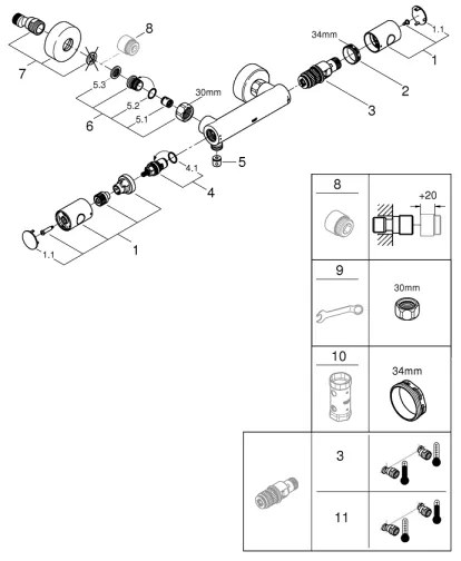 GROHE 34773000 - Baterie de duș termostatică PRECISION GET DN 15, crom lucios