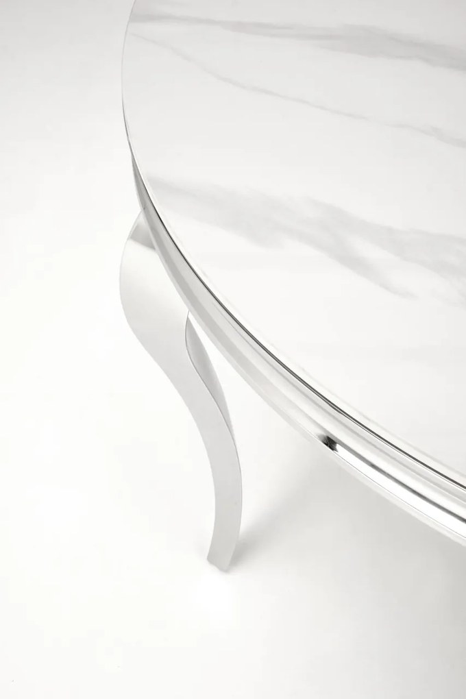 Masa rotunda Reginald marmura alba/argintiu ø120 cm