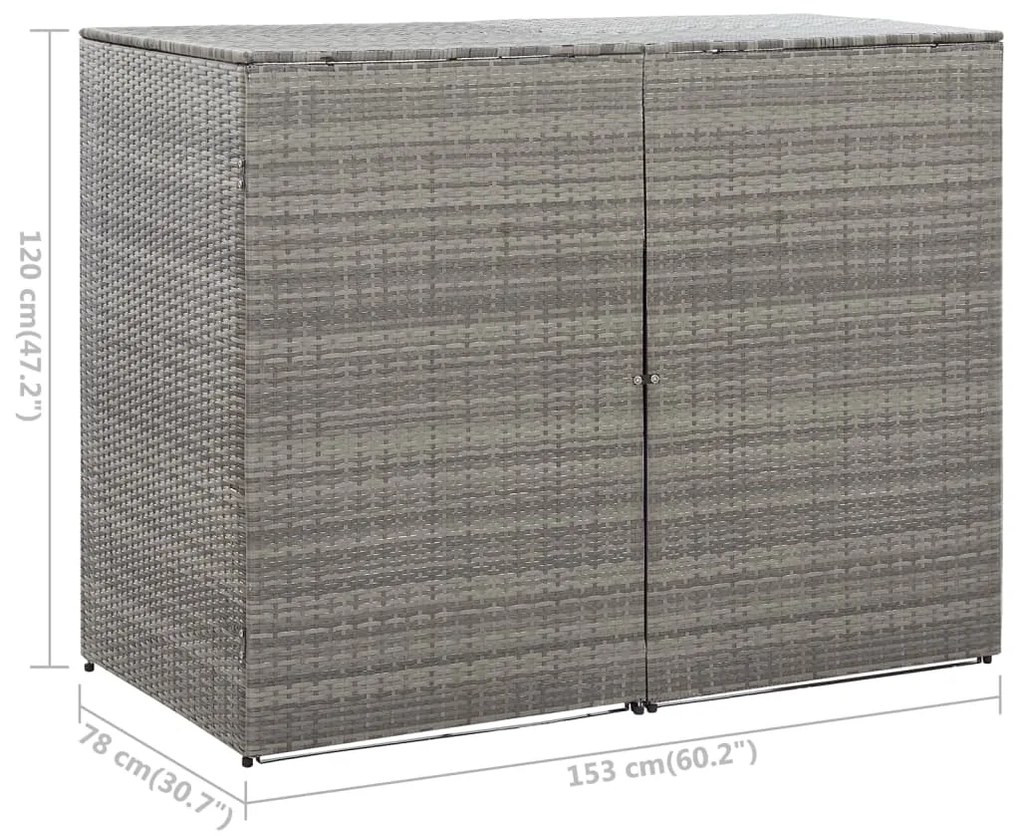 Magazie de pubele dubla, antracit, 153x78x120 cm, poliratan Antracit, 153 x 78 x 120 cm