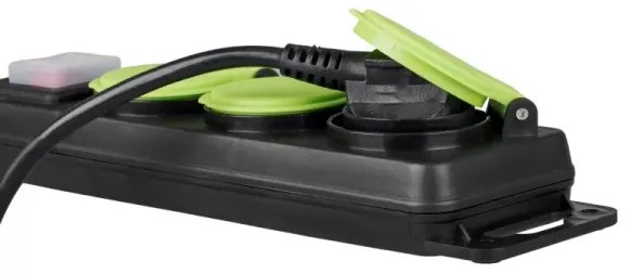 Prelungitor cu 3 prize și întrerupător, 5 m, IP44