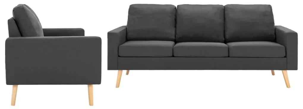 3056635 vidaXL Set de canapele, 2 piese, gri închis, material textil