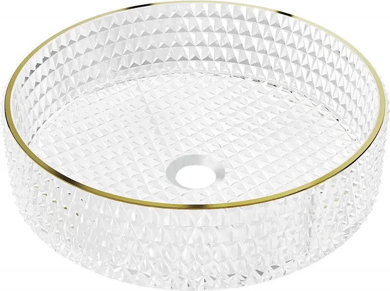 Mexen Aura chiuvetă din sticlă pe blat 39 x 39 cm, transparent/auriu - 24013905