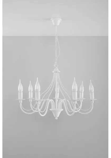 Lustră pe lanț MINERWA 7 7xE14/40W/230V alb