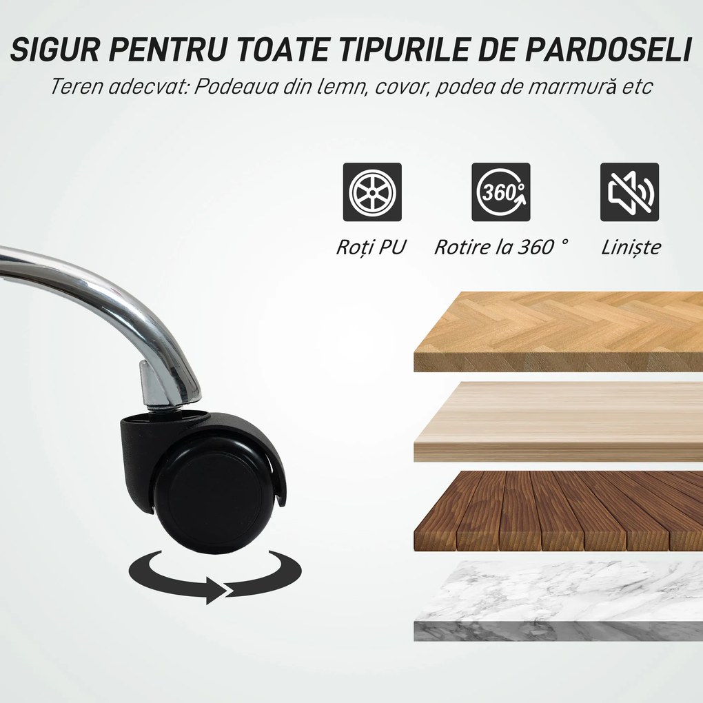 HOMCOM Scaun de Birou Reglabil pe Înălțime cu Tapițerie cu Nasturi Alb | Aosom Romania