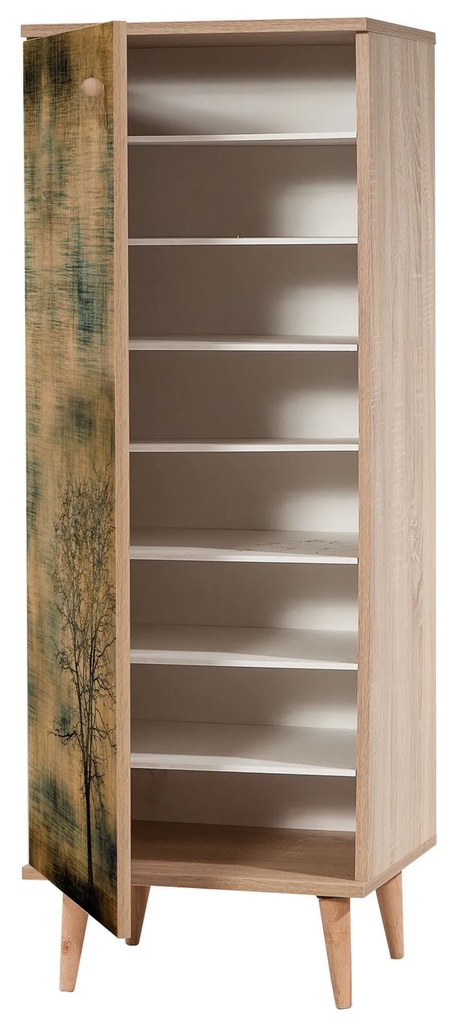 Mobilier pentru hol Feliz 501 (Stejar sonoma + Verde). 1089408