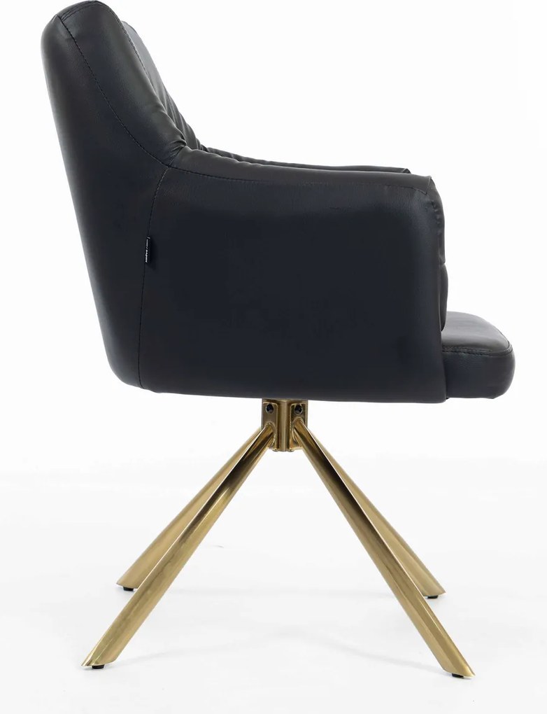 HR840 BAZĂ STEA Scaun Negru Piele Ecologica cu Bază Aurie