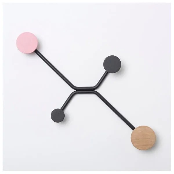 Cuier de perete cu detaliu roz Gazzda Hook, negru