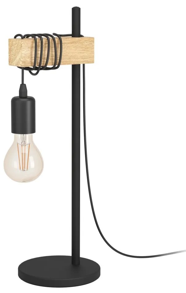 Veioza, lampa de masa design modern Townshend maro, negru