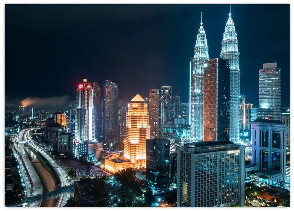 Tablou - Noaptea în Kuala Lumpur (70x50 cm)