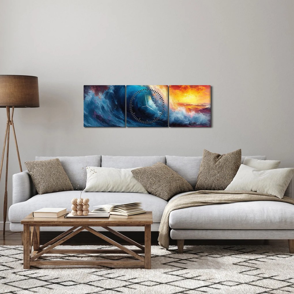 Tablou - Val în apus de soare (cu ceas) (90x30 cm)