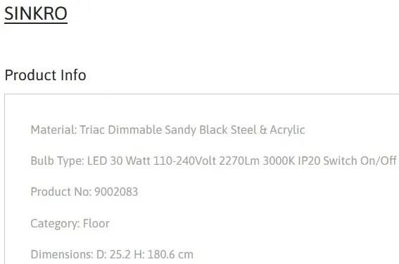 Lampa de podea LED design modern SINKRO, negru