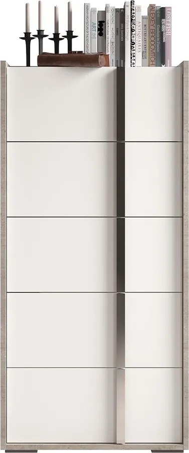Comodă lemn masiv înaltă Concrete, 64 × 40 × 133 cm