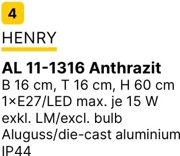 Stalp de exterior IP44 HENRY antracit H-60cm