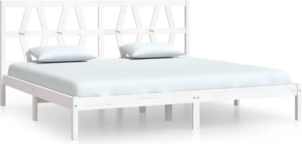 vidaXL Cadru de pat, alb, 200x200 cm, lemn masiv de pin