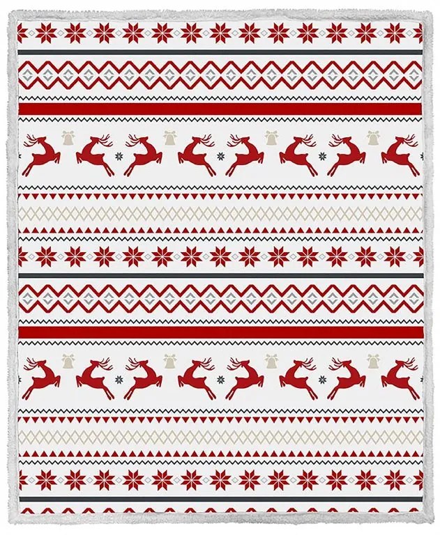 2x patura alba de miel de Craciun din microplus RETRO CHRISTMAS 160x200 cm