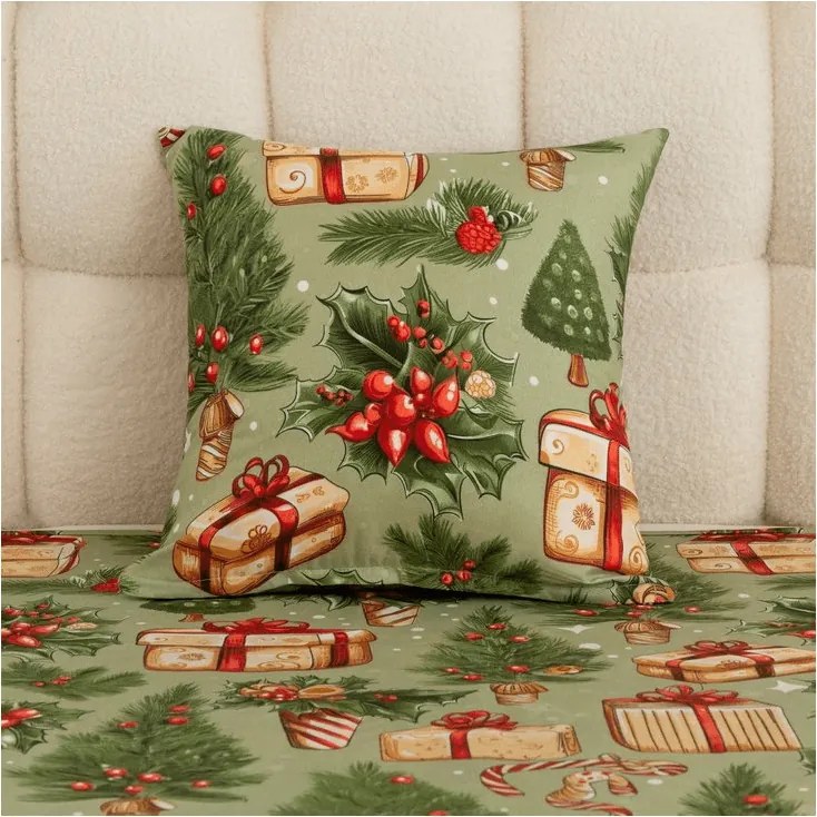 Husa de perna din microfibra CHRISTMAS PRESENTS 45x45 cm, verde