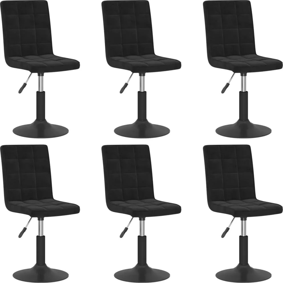 vidaXL Scaune de sufragerie pivotante 6 buc, negru, catifea